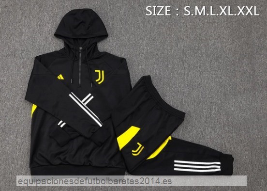 Nuevo Conjunto Completo Chaqueta Con Capucha Niños Juventus 23/24 Negro Blanco Amarillo Baratas